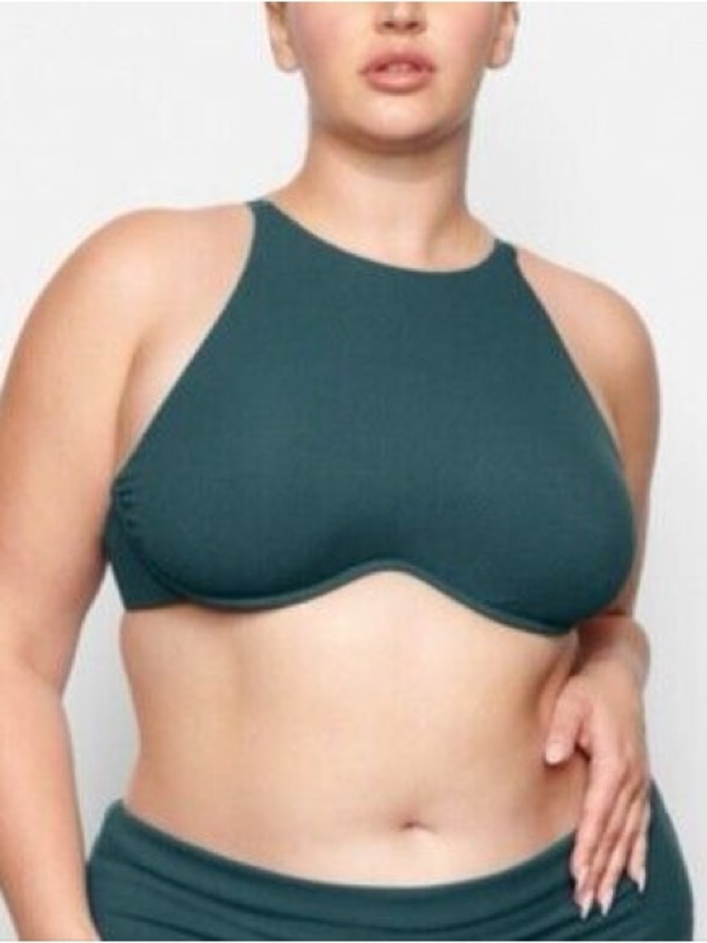 SKIMS High-Neck Underwire Bra in Deep Teal